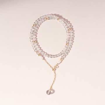 白水晶14K包金項圈項鍊 禮物