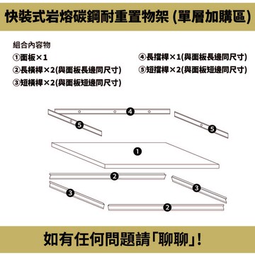【FL生活+】快裝式岩熔碳鋼-層板加購區  角鋼架 鐵架 貨架 鐵力士架