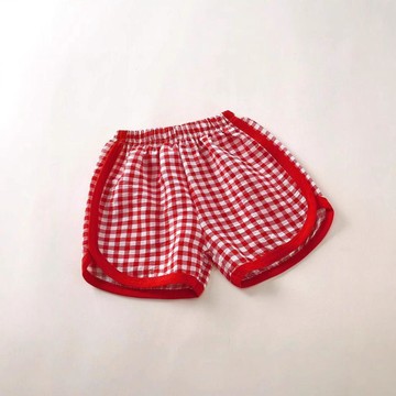 Mini baby🌷男女童夏季純棉格子短褲 兒童薄款寬鬆外出休閒五分褲