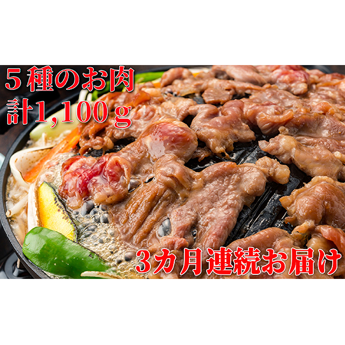 焼肉セット 定期便 3ヶ月 久上の5種の焼肉バラエティ セット 焼肉 味付き ラム 鶏肉 豚肉