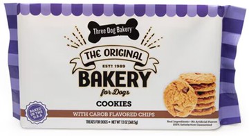 Three Dog Bakery Cookies for Dogs with Carob Flavored Chips 13 oz
