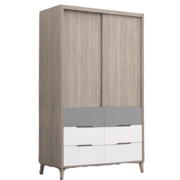 文創集 薇斯 雙色4尺推門六抽衣櫃-120.2x57x201cm免組