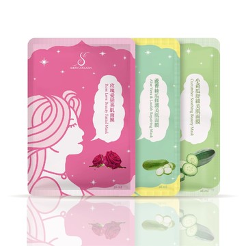 showcoolcan 玫瑰愛戀美肌面膜、蘆薈絲瓜修護美肌面膜、小黃瓜舒緩美肌面膜