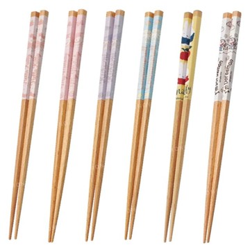 小禮堂 Skater Sanrio 三麗鷗 六角天然木筷 21cm ANNHE4 (緞帶款) 大耳狗 美樂蒂 酷洛米 哆啦A夢