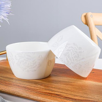 6個裝家用骨瓷吃飯碗方形碗陶瓷面碗湯碗酒店餐具套裝米飯碗粥碗