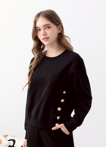 *個性格調釦飾舒彈厚棉Ｔ