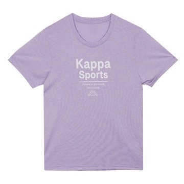 KAPPA義大利時尚吸濕排汗女款涼感印花短袖圓領衫 淺藍麻花 38273NWX1H