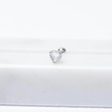 白水晶925純銀愛心蛋糕轉珠耳環