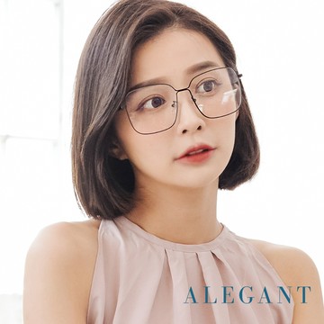 【ALEGANT】燕尾黑未來感縷空金屬方框UV400濾藍光眼鏡