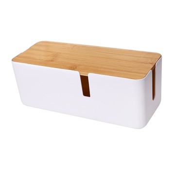 Mega 極簡風可壁掛木蓋電線收納盒  消光白色  1個