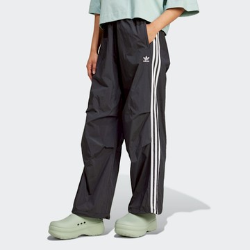 ADIDAS 長褲 3 S PARA PANT 黑色 三葉草 復古 降落傘褲 寬褲 女 IY7251