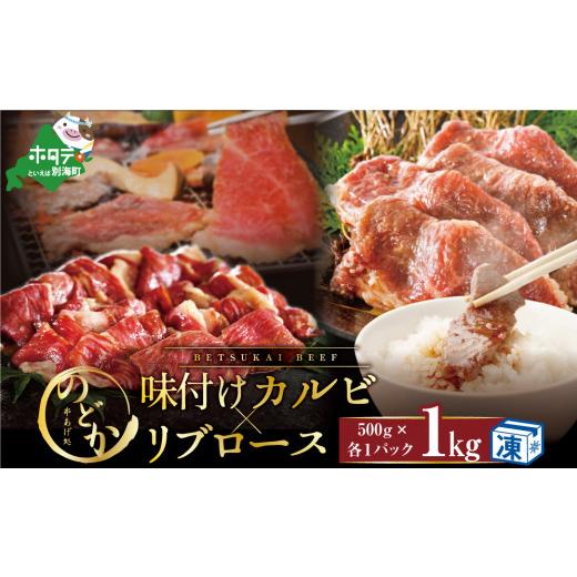 ふるさと納税 北海道 別海町 別海牛味付けカルビ・リブロース各５００g（串あげ処のどか）（北海道 別海町 牛肉 カルビ リブロース セット ふる…