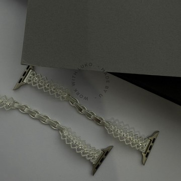 Apple Watch | 法式復古金屬纏花鑲鑽 金屬錶帶