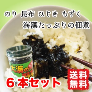 海苔 佃煮  大海の野菜  4種の海藻入り 130g 6本セット 送料無料 のり ひじき もずく 昆布