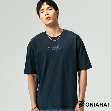 網路獨家【新品限時↘$590】黑魂重工LOGO落肩短TEE(深藍) - BLUE WAY 鬼洗い
