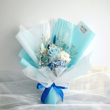 伊登花室 藍永生玫瑰 手拿乾燥花束 單束販售