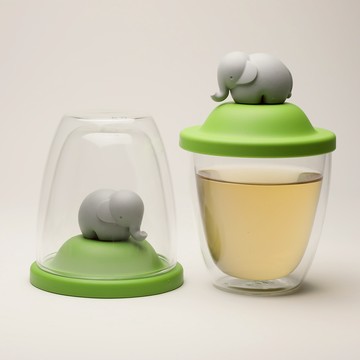 QUALY｜雙層附蓋玻璃杯 (4款) - 小象