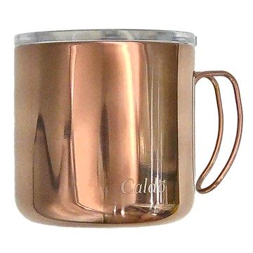 Caldo 卡朵生活 Loft復古簡約304不鏽鋼附蓋馬克杯 400ml 玫瑰金  1個