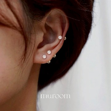 s999超閃圓鑽【100% 純銀耳環】muroom 鎖珠耳環 鑽石耳環 圓型耳釘 s999 抗過敏飾品 [M23]
