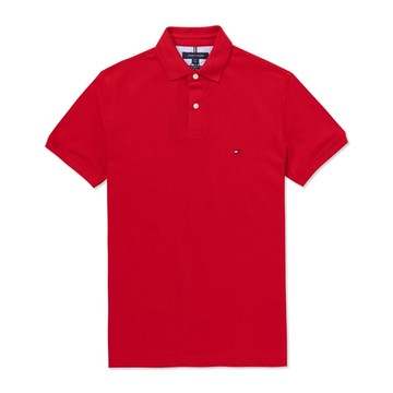 TOMMY 熱銷刺繡Logo短袖Polo衫-紅色