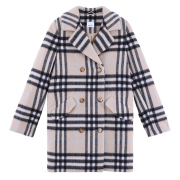 BURBERRY Kids 格紋羊毛混紡精裁大衣
