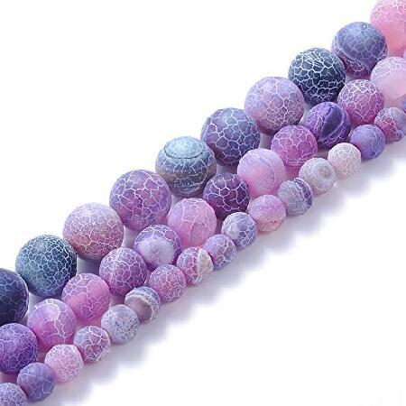 Natural Stone Beads 6mm Purple Frosted Gemstone Round Loose Beads Crystal Energy Stone Healing Power for Jewelry Making DIY,1 Strand 15"