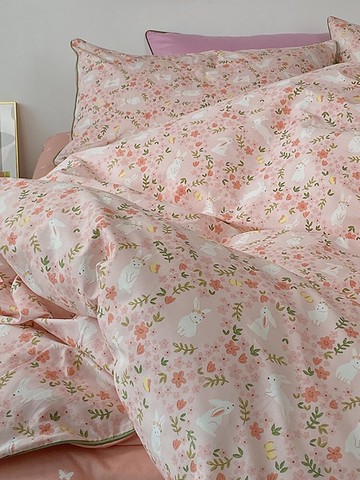 公主風純棉床上四件套全棉被套小清新碎花溫柔風床單床品女三件套