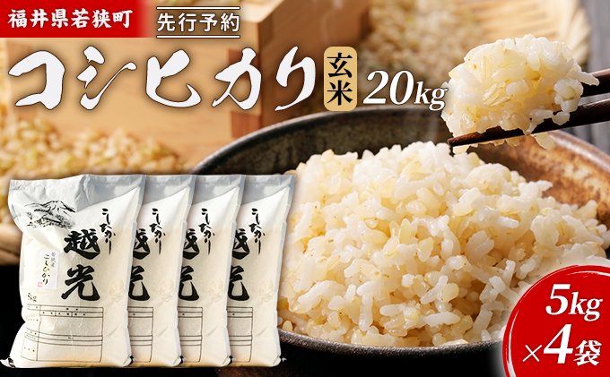 令和5年産福井県若狭町コシヒカリ（一等米）玄米 20kg（神谷農園） 5kg×4袋