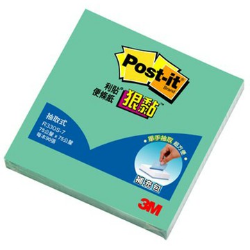 3M 利貼狠黏抽取式便條紙 R330S-7 湖水綠 75x75mm 90張 / 本【APP滿額下單4%點數(單一帳號最高1500點)】6/30止