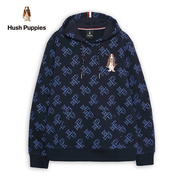 Hush Puppies 帽T 男裝經典滿版HP印花刺繡狗帽T
