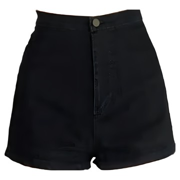 包臀緊身牛仔短褲，微彈力  M(腰寬32cm + 臀寬41cm + 褲寬25cm + 全長32cm)  黑色  1件