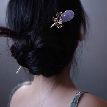 高級感紫色葫蘆日常盤發簪子節日送禮發簪新中式旗袍茶服頭飾步搖 z803