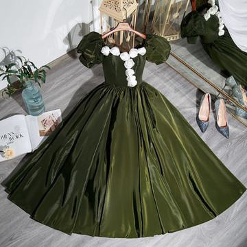 墨綠色晚禮服裙女法式公主輕奢小眾高端設計感小個子獨唱聲樂藝考