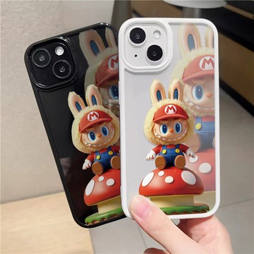 馬里奧拉布布 iPhone16Pro手機殼 亞克力手機殼 蘋果15Pro防摔殼 i14保護殼 i13硬殼 i12保護殼