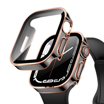 電鍍雙色一體式防水錶殼 適用 Apple Watch 11 10 9 8 7 6 SE 全包防摔錶殼 42mm 46mm