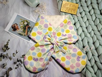 韓國布米底幾何貓咪蝴蝶結圍脖-不分年齡圍脖-圍巾-脖圍-短圍巾--