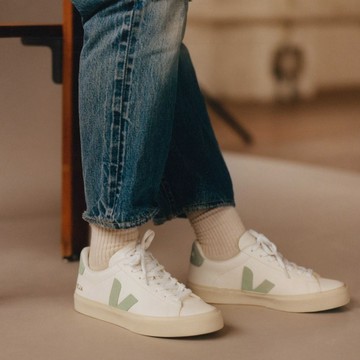 法國 VEJA 經典小白鞋 CAMPO 皮革款 粉綠 女 - 女 EUR 36 (US 5)