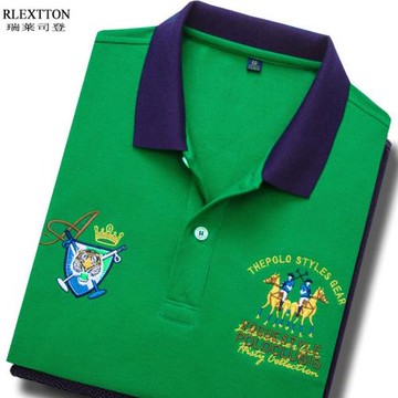 清倉特價短袖翻領t恤品牌男夏裝虎頭polo衫有領帶領上衣服半袖潮