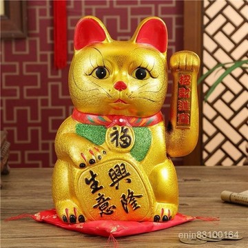 🍑桃園發貨🍑招財貓擺件開業自動搖手電動傢居店鋪收銀臺髮財貓創意辦公室裝飾 CQ32