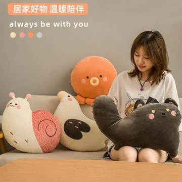章魚柏卡抱枕蝸牛抱枕ins風格抱枕床頭靠墊卡通動物生日禮物