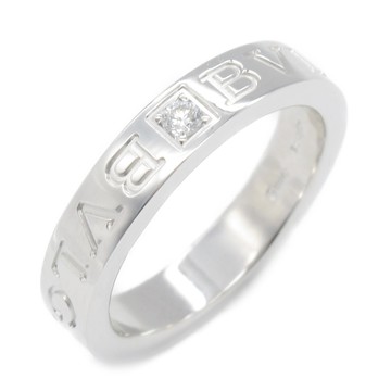 【二手名牌BRAND OFF】BVLGARI 寶格麗 18K 白金 Double Logo 鑽石 戒指 US Size 6 #51