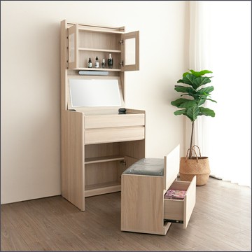 功能收納化妝台(含椅) 掀鏡 鏡台 化妝桌 【280-755-04】Leader傢居館