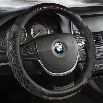 新款蜂窩炭纖維皮方向盤套皮革方向盤套四季方向盤通用