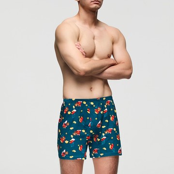 DADADO-財神發發 4L印花四角男內褲(土耳其綠) 天然絲光棉-吸濕排汗-GHQ505TG