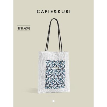 都淘宋茜同款蝴蝶絲絨蕾絲帆布包女士慵懶風大容量通勤單肩托特包