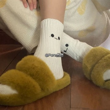 新款女襪✨公司貨 白敬亭同款笑臉中筒襪子女保暖外穿時尚潮流簡約“GOOD BAI”襪子