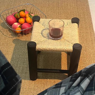 實木藤編矮凳家用門口換鞋凳客廳復古四腳小板凳陽臺腳踩歇腳凳子 m8071