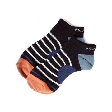 FootSpa輕護足弓透氣運動船襪-條紋 - M黑丈