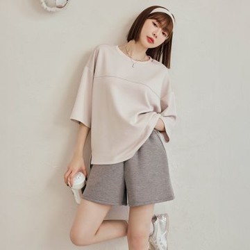 OB嚴選-太空棉拼接側開衩短袖上衣《AB20635-》
