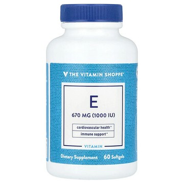 The Vitamin Shoppe, 維生素 E，670 毫克（1000 國際單位），60 粒軟膠囊